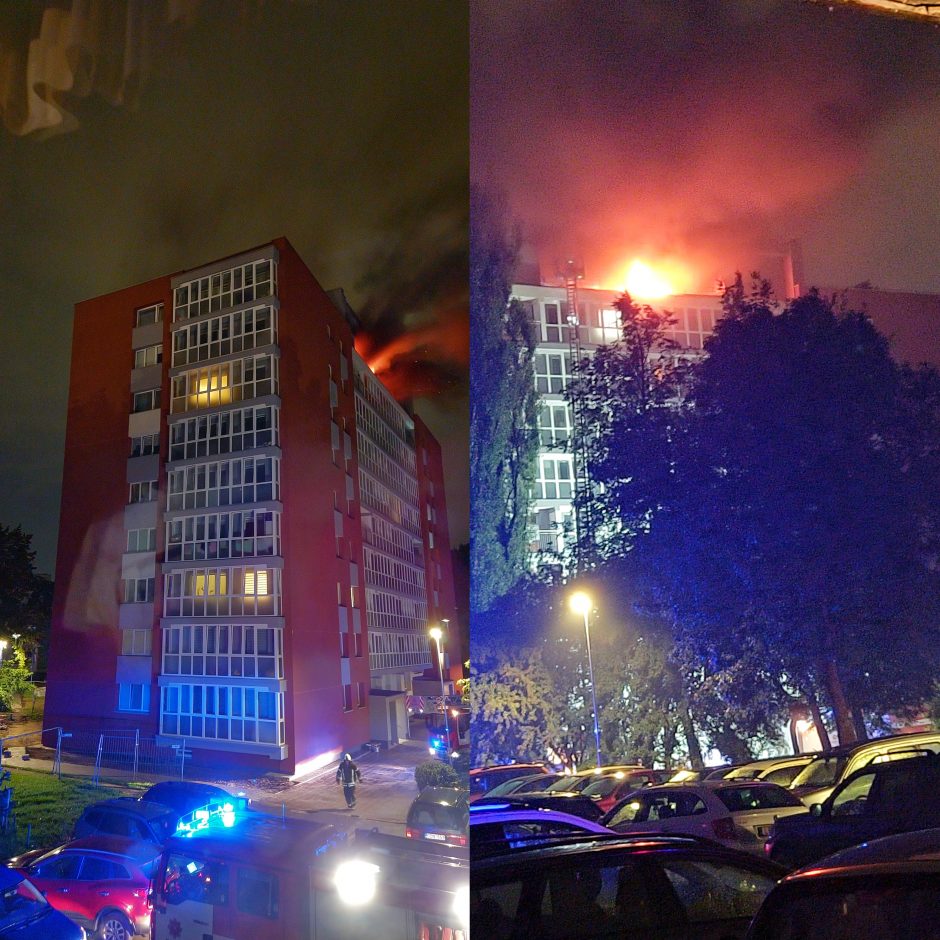 Naktį Klaipėdos daugiabutyje kilo didžiulis gaisras: gyventojus žadino ugniagesių riksmai